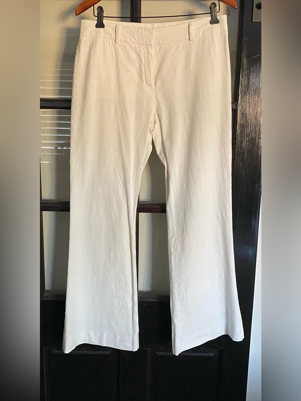 Tahari White Linen-Blend Trousers, Sz 8